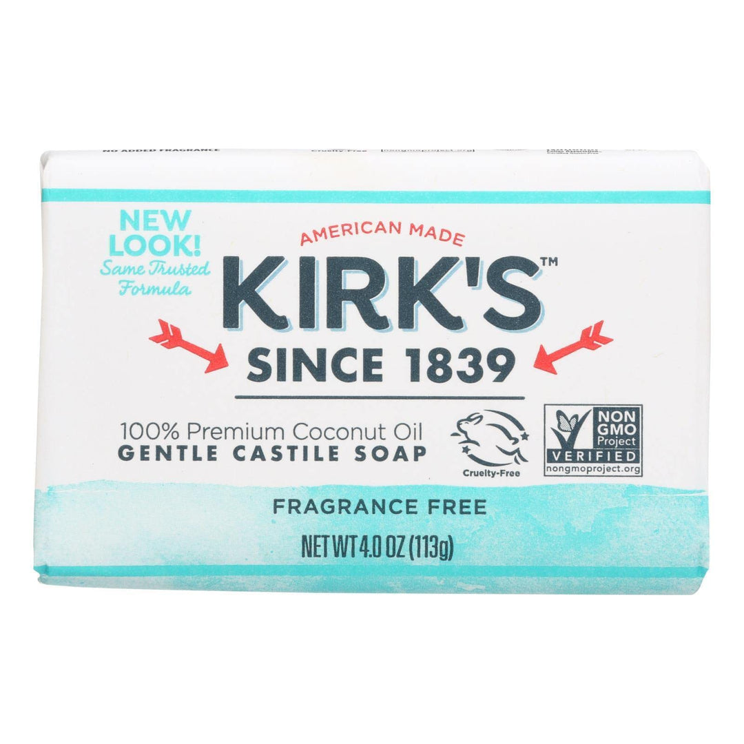 Kirk&#39;s Natural Original Coco Castile Soap Fragrance Free, 4 Ounce