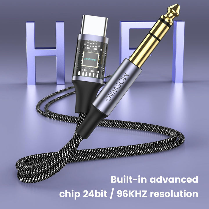 MOSWAG USB C to 6.35mm 1/4 inch TRS Cable 3.28FT/1Meter