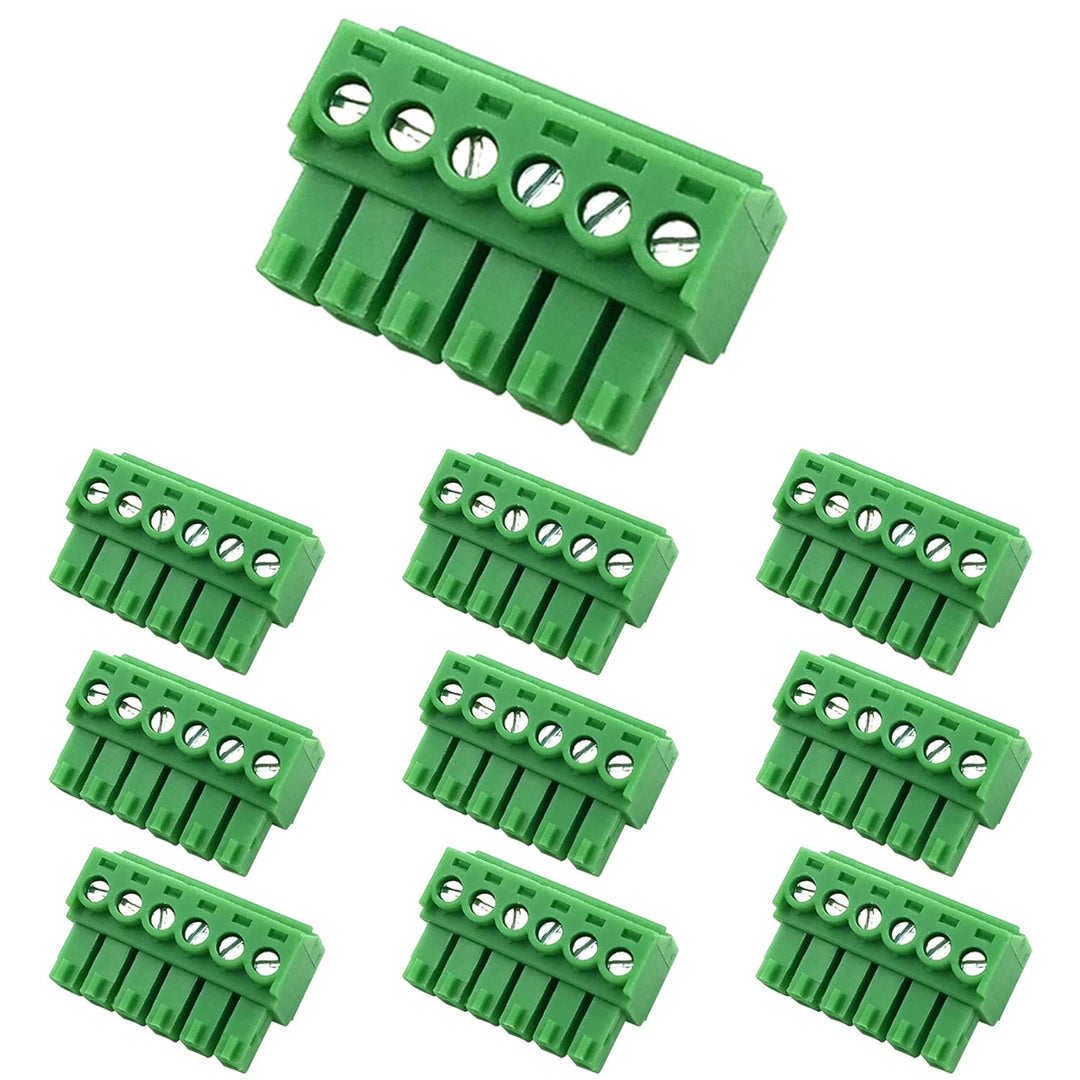 Cermant 10PCS 6 Pin 3.5mm Pitch PCB Green Pluggable Ter