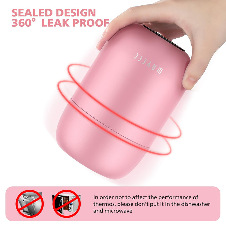 Food Containers for Hot Food Insulated Food Jar, Vacuum Bento Box Lunch Containers 16 oz for Kids Adults, Airtight Stainless Steel Soup Containers with Spoon, for School, Travel, Picnic - Pink