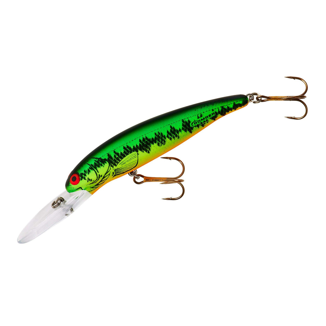 Bomber Lures Long A Slender Minnow Jerbait Fishing Lure, Fire Tiger Bass, Deep (3.5 in, 3/8 oz), (B24AXFTB)