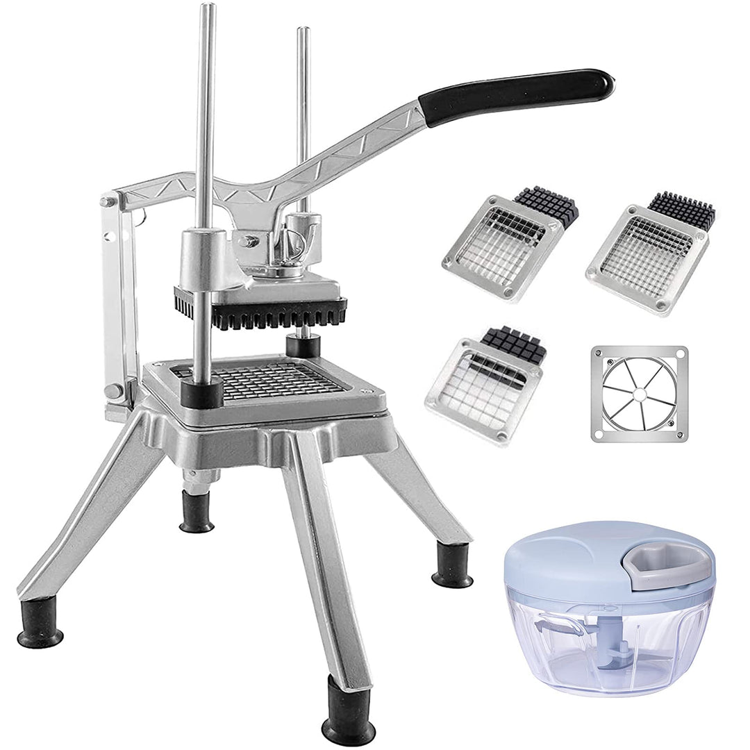 Commercial Vegetable Fruit Chopper W/6-Wedge Slicer&amp;1/4&amp;3/8&amp;1/2 Blade Professional Food Dicer French Fry Cutter Onion Slicer Stainless Steel For Tomato Peppers Potato Mushroom