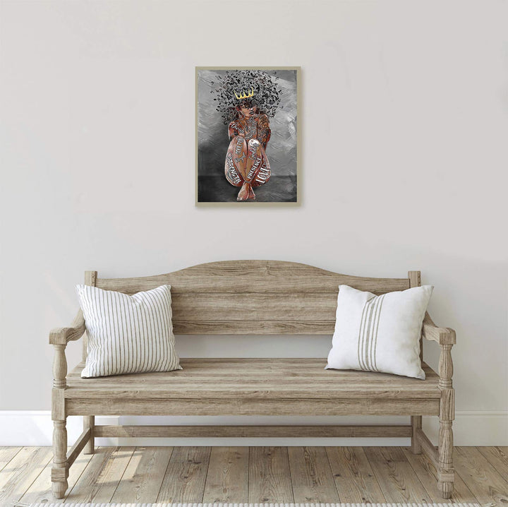Black Girl Wall Art African America Poster Black Woman Canvas Prints Motivational Phrases Black Queen Canvas Wall Art Home Decor 16X24 inch UNFRAMED