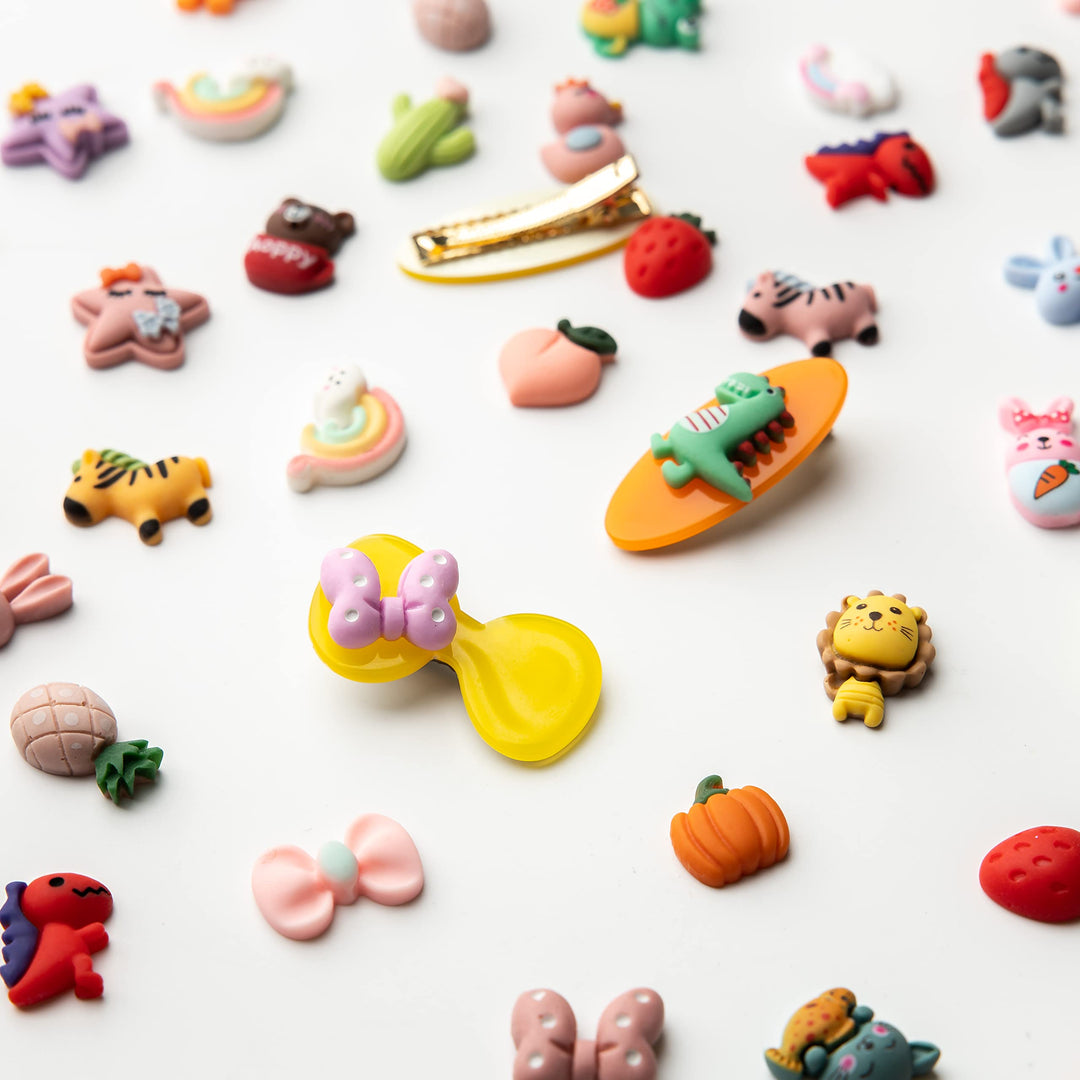 Slime Charms Cartoon Animal and Fruit Cute Set - Mixed Lot Assorted Fruit Resin Flatback Cute Sets for DIY Crafts Making,Decorations,Scrapbooking,Embellishments,Hair Clip 100pcs