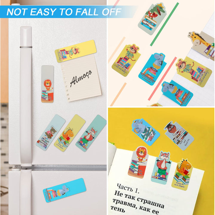 24 Pieces Magnetic Bookmarks, Animal Magnetic Bookmarks Kit, Magnetic Bookmarks for Children, School, Students, Office Reading Supplies (12 Styles, 5.5 x 3 cm)