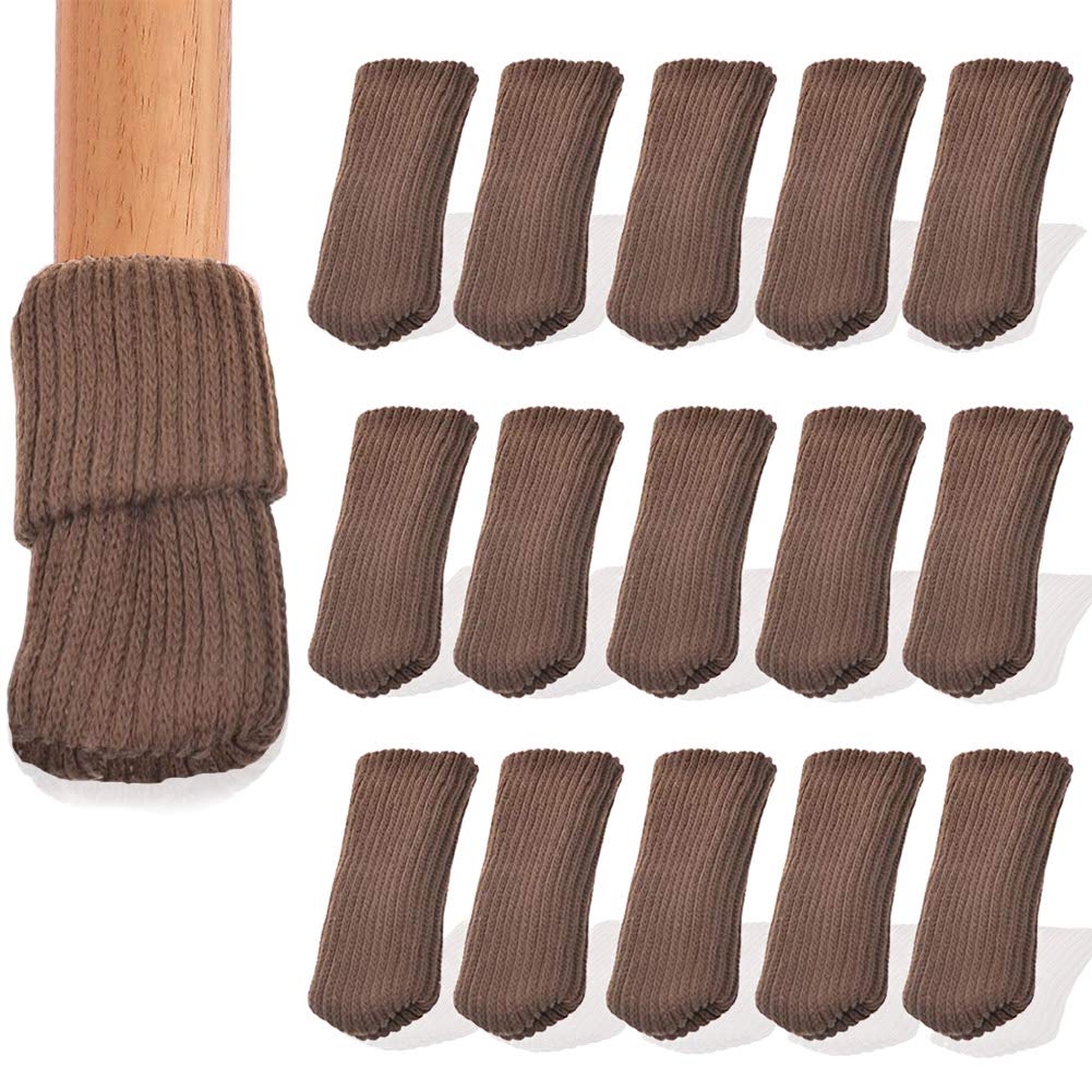 16pcs Knitting Wool Furniture Socks/Chair Leg Floor Protector (Brown Color)