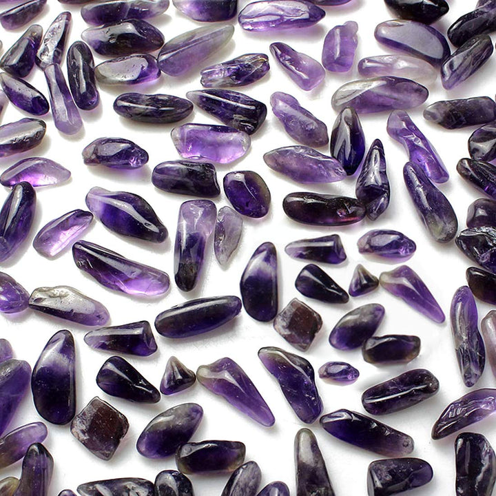 1 Lb (460 g) Decorative Crystal Pebbles Irregular Shaped Amethyst Stones Small Tumbled Chip Gravel Crushed Gemstone Pieces Natural Purple Quartz Materials for Handicrafts/Home Decoration