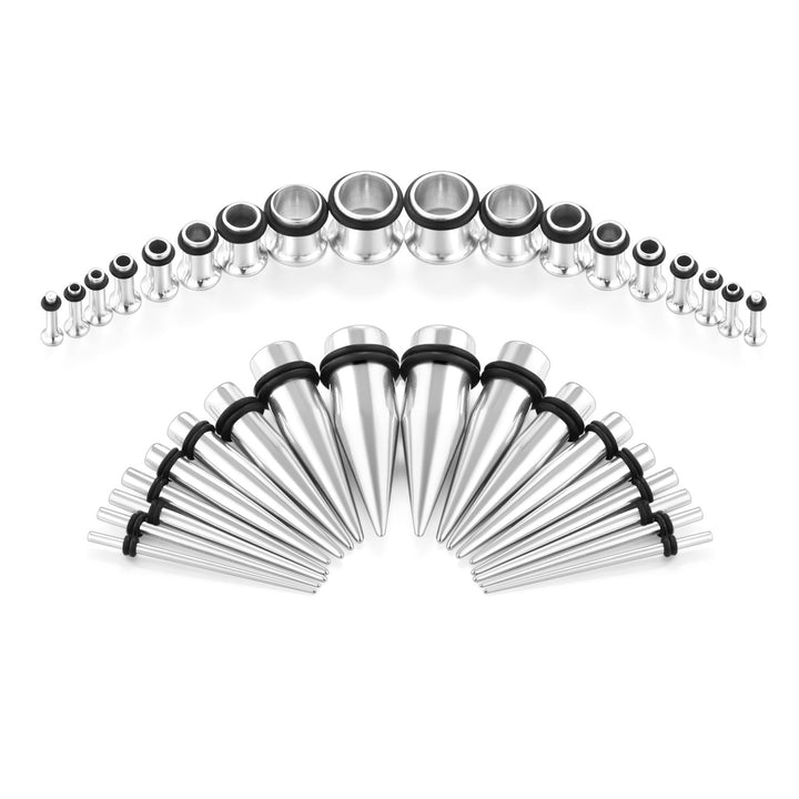 14G-00G 36pcs Tapers and Tunnels Ear Gauge Stretching Kit Surgical Stainless Steel