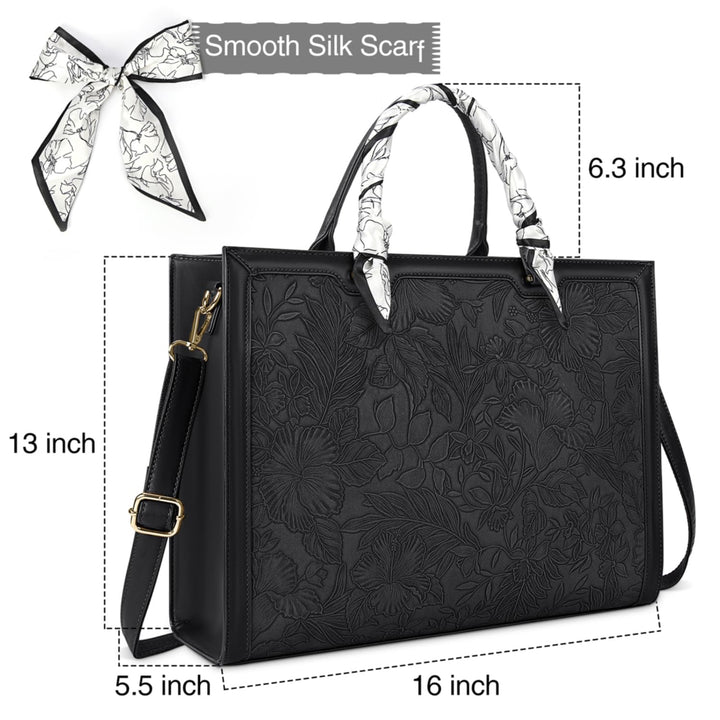 Laptop Bag for Women 15.6 Inch Tote Waterproof Leather 