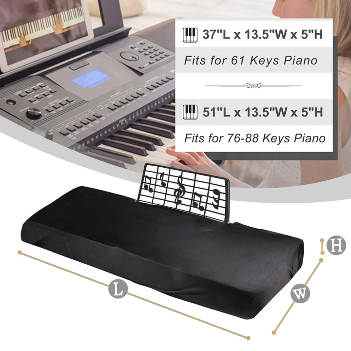 Stretchy 88 Keys Piano Keyboard Dust Cover with Music Stand Opening for Digital Electronic Piano (88, Black)