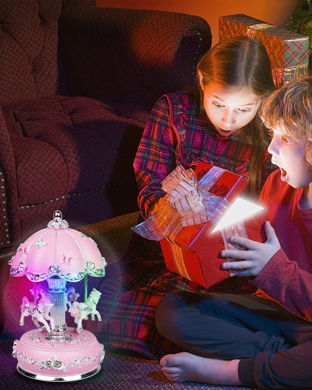 Carousel Music Box for Kids, Horse Music Boxes for Girls, Musical Box Play Castle in The Sky