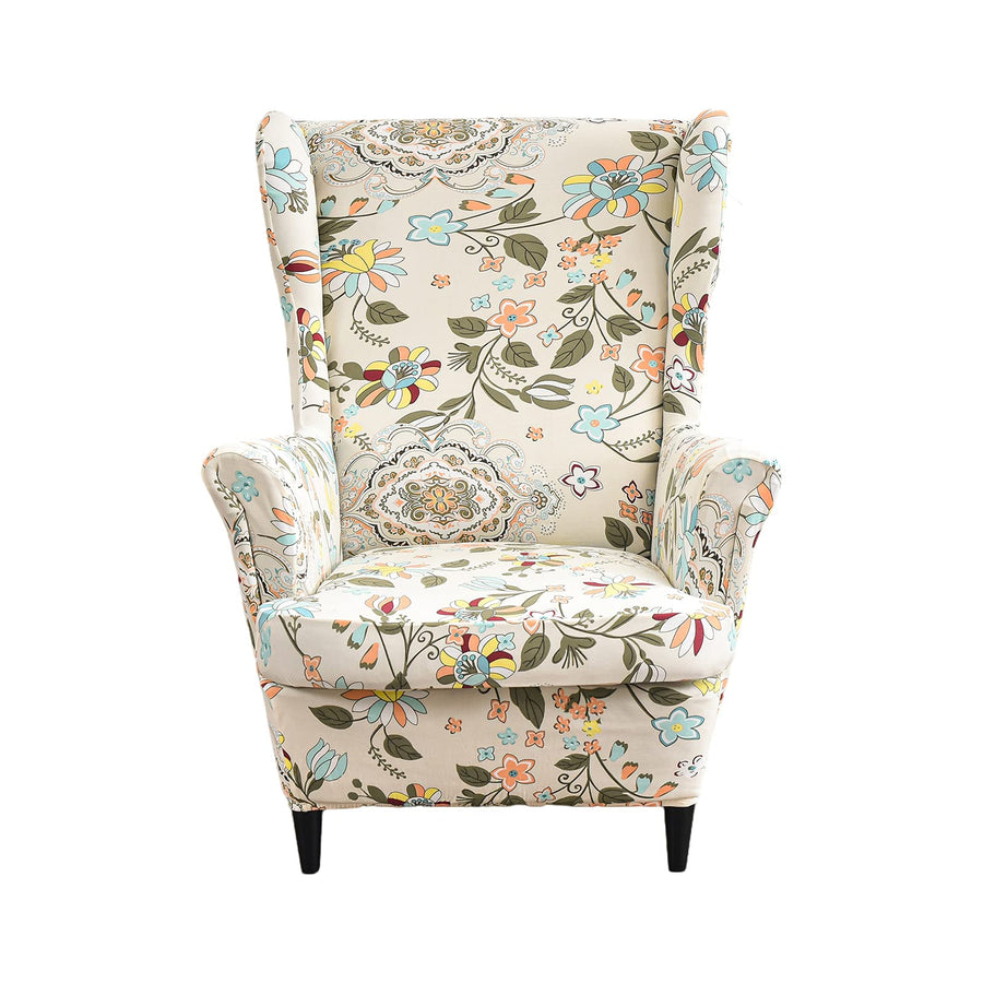 CRFATOP Printed Wing Chair Slipcovers 2 Piece Stretch W