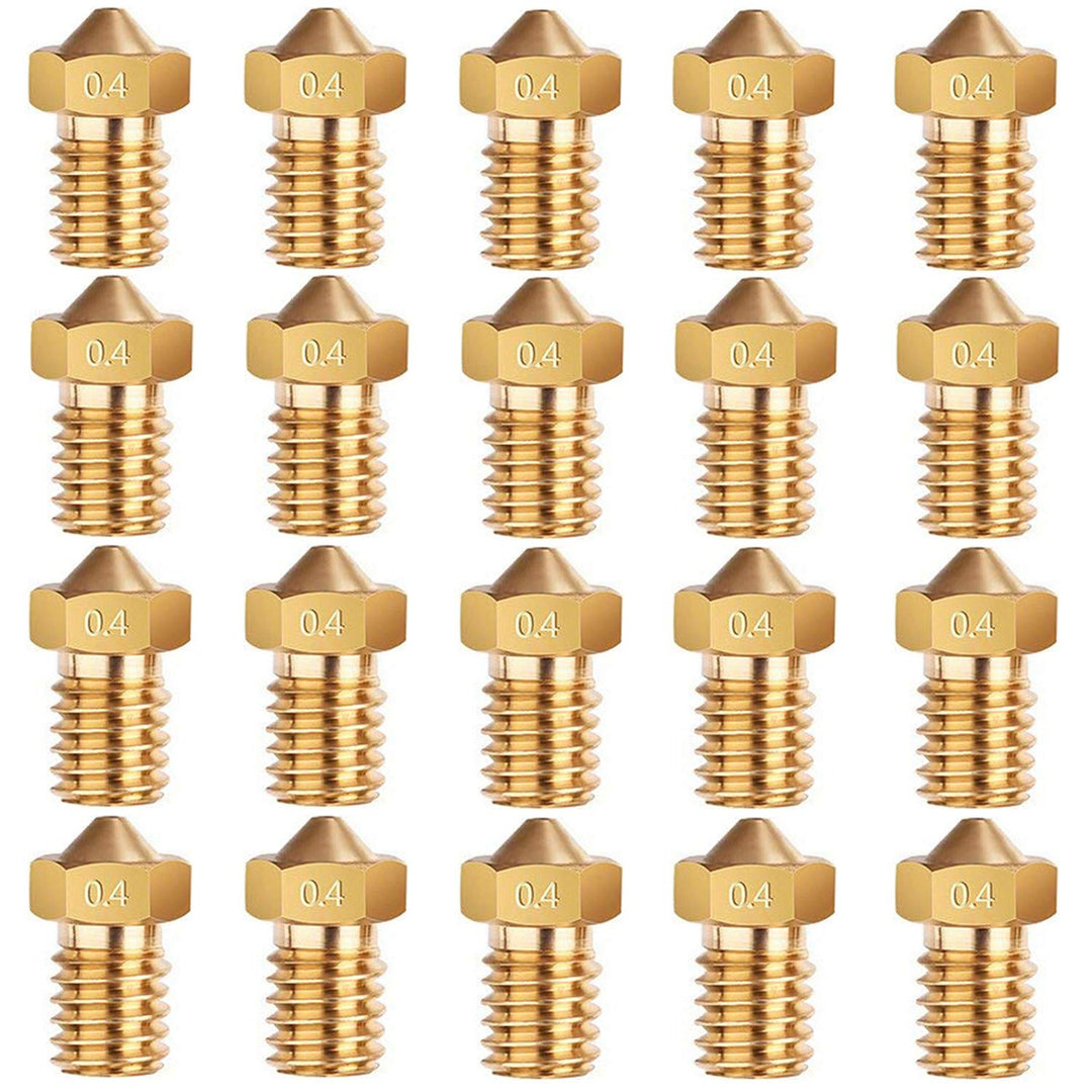 E3D Nozzles, ExcelFu M6 0.1mm Brass Nozzle Extruder Print Head for 1.75mm Filament E3D V5-V6 3D Printer, Pack of 20