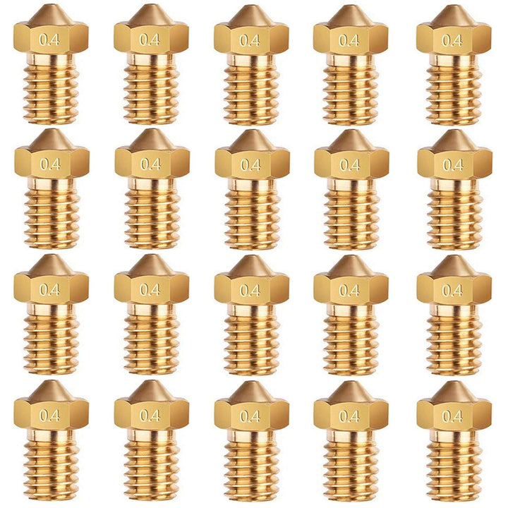 E3D Nozzles, ExcelFu M6 0.1mm Brass Nozzle Extruder Print Head for 1.75mm Filament E3D V5-V6 3D Printer, Pack of 20