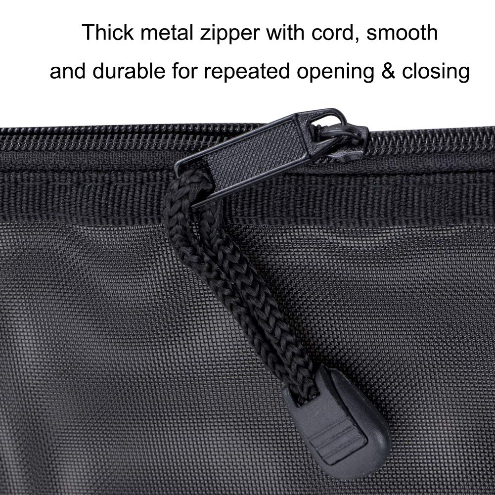 Nylon Mesh Cosmetic Zipper Bags, 6PCS Black Makeup Pouches Travel Organizer Case for Purse Diaper Bag (A5 x 3pcs, A6 x 3pcs)