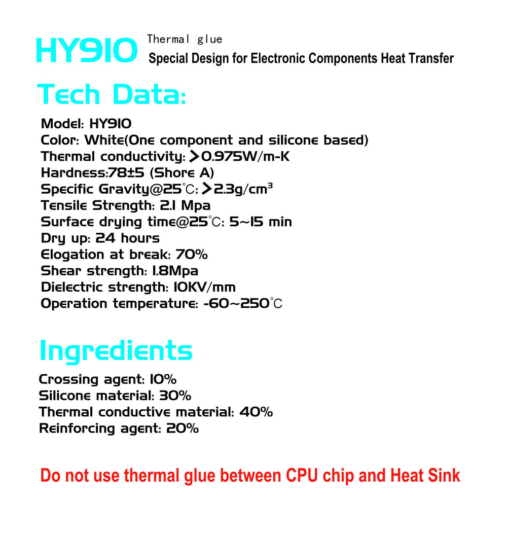 10Gram Thermal Conductive Glue Silicone Plaster Viscous Adhesive Cooling Compound for LED GPU Chipset Heatsink
