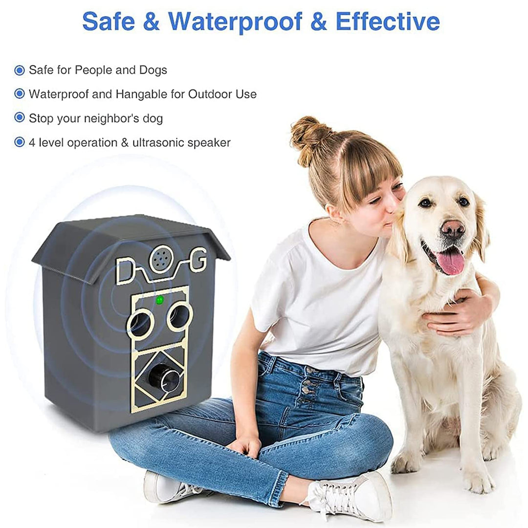 Sumao Anti Dog Bark Deterrent 50Ft Automatically Waterproof with 4 Adjustable Modes 2 Ultrasonic Speaker, Stop Barking Control Devices Anti Barking Device Dog Training Tool for Small/Medium/Large Dogs