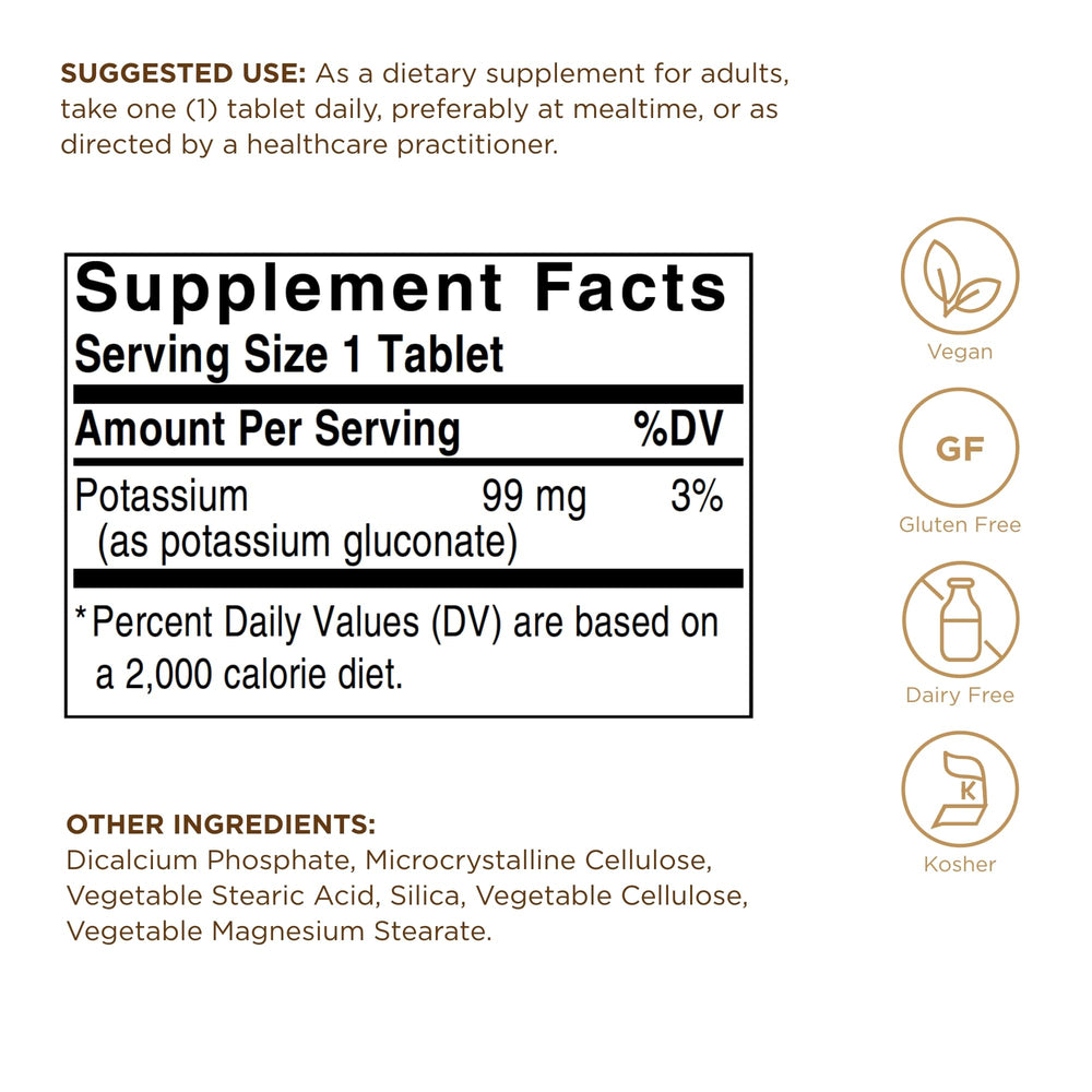 Solgar Potassium - 250 Tablets - Nerve & Muscle Hea