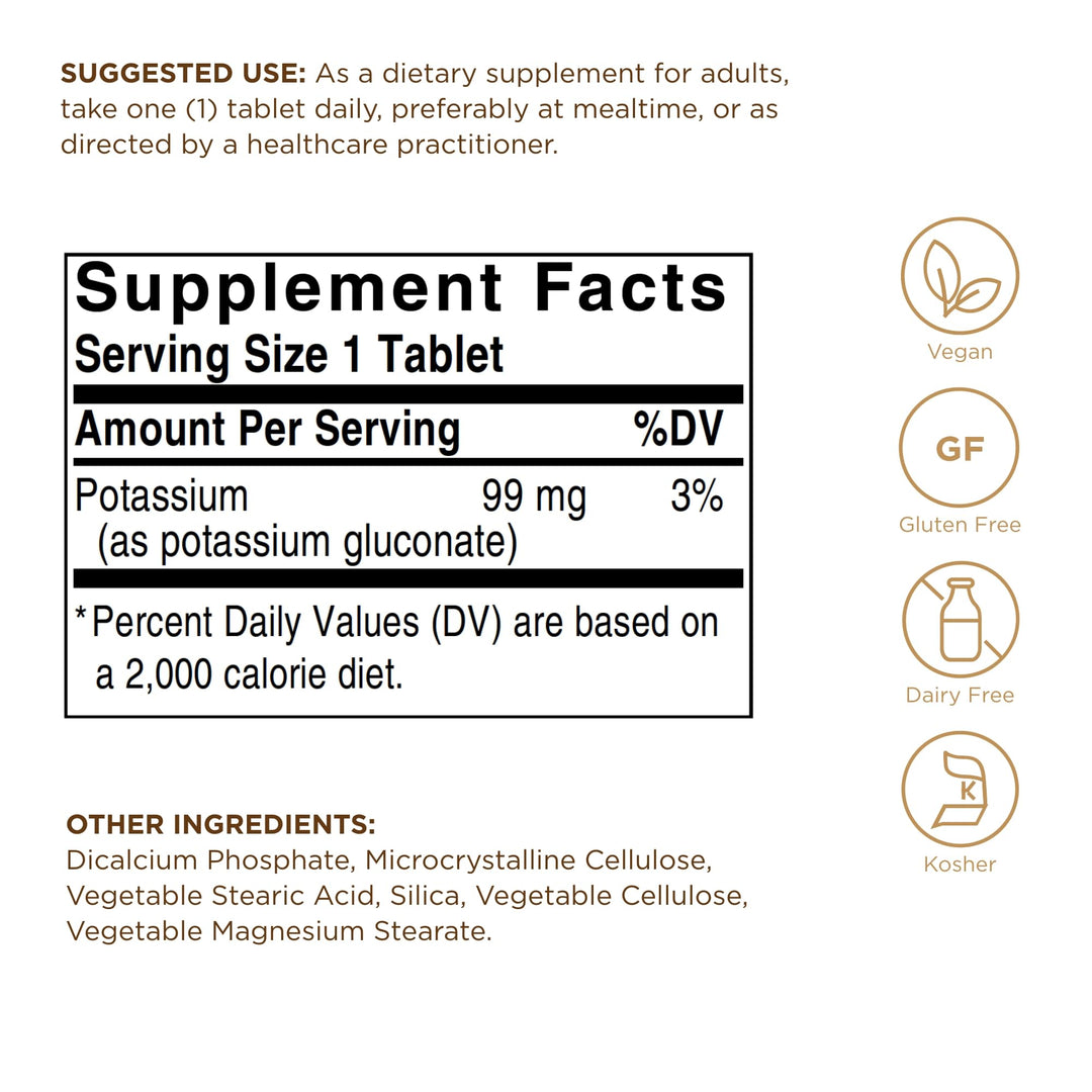 Solgar Potassium - 250 Tablets - Nerve &amp; Muscle