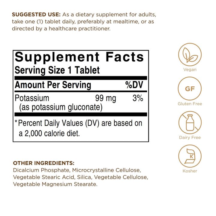 Solgar Potassium - 250 Tablets - Nerve &amp; Muscle