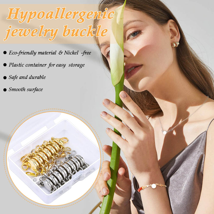 Magnetic Necklace Clasps and Closures, Paxcoo 15Pcs Locking Magnetic Jewelry Clasps, Magnetic Necklace Extender, Necklace Clasp Helper for Necklaces, Bracelets and Jewelry