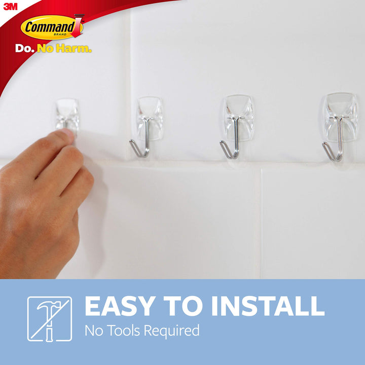 Small Refill Adhesive Strips, Damage Free Hanging Wall Adhesive Strips for Small Indoor Wall Hooks, No Tools Removable Adhesive Strips for Living Spaces, 16 Clear Strips