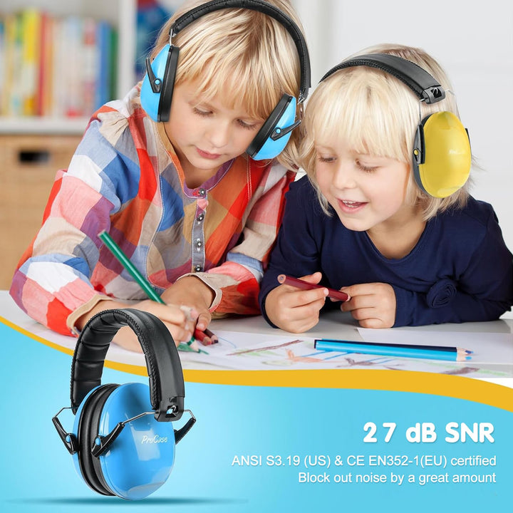ProCase Noise Cancelling Headphones for Kids Toddler, SNR 27dB Noise Reduction Ear Muffs, Kids Ear Protection for Fireworks Autism, Sensory Headphones for Autistic Kids -Blue