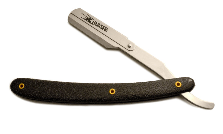 Black W/Pattern : Stainless Steel Professional Barber Straight Edge Razor with 100 Count Derby Single Edge Razor Blades (Black W/Pattern)