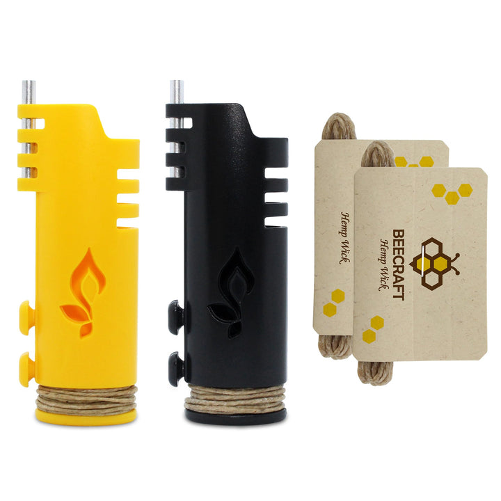 Hemplights Hemp Wick Lighter 2 Pack Wrapper, Includes 8FT Hemp Wick by USA (Black/Yellow)