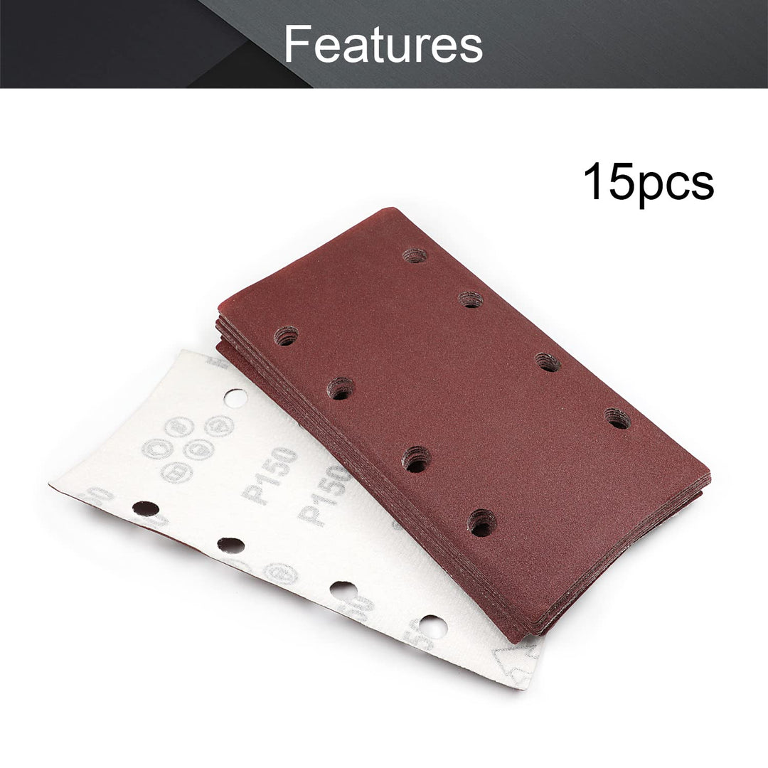150 Grit Sanding Sheet Sander Sandpaper Hook and Loop Pads 8 Hole 15pcs