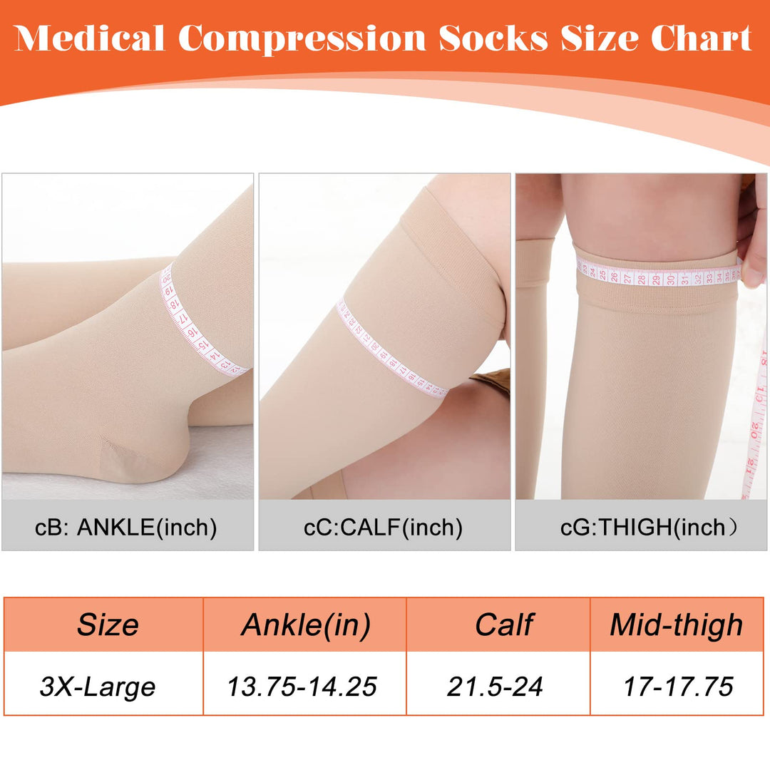 2 Pairs Women Plus Size Compression Socks 20-30mmhg Knee Extra Large Wide Calf Compression Socks