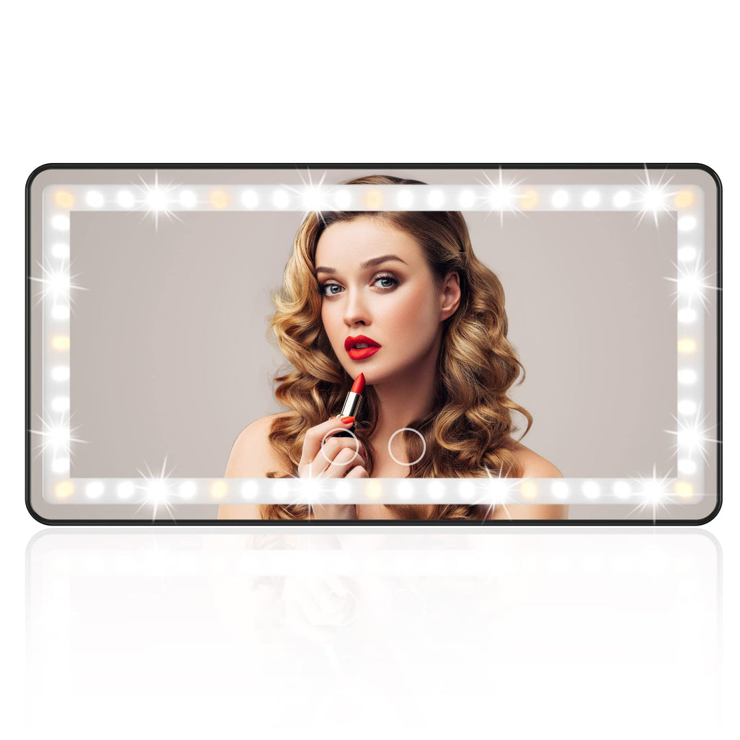 Car Sun Visor Vanity Mirror Rechargeable with 3 Light Modes &amp; 60 LEDs for Car Truck SUV Rear View with Dimmable Touch Screen,Car Mirror as A Gifts for Women Valentine&#39;s Day (Black)