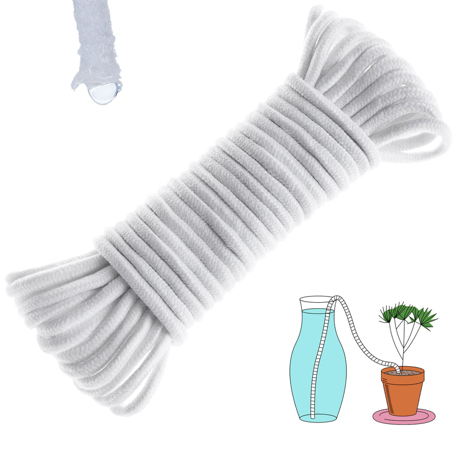 50 feet 1/4 inch Self Watering Capillary Wick Cord Vacation Plant Watering DIY Hydroponic Wicking Self-Watering Planter Pot Automatic Water System Device Potted Violet self Watering Rope