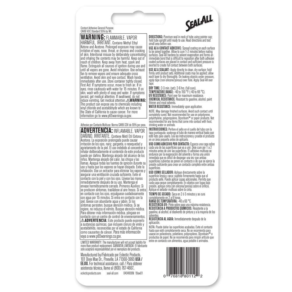 2 oz Eclectic Products 380100 Seal-All All Purpose Contact Adhesive