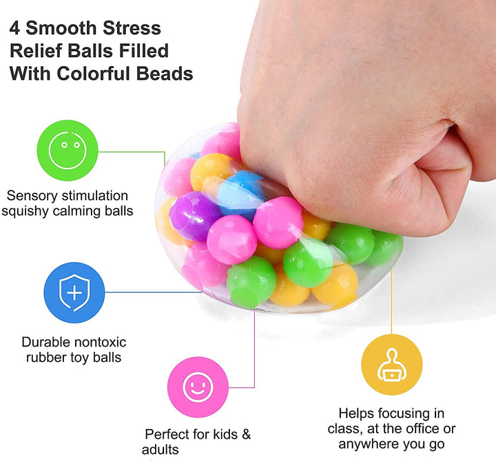 Rainbow Squishy Stress Balls Fidget Toy, Rainbow Relief Squeezing Stress Ball for Kids Adults, Tear-Resistant, Non-Toxic,Suit ADHD, OCD, Funny Stress Ball