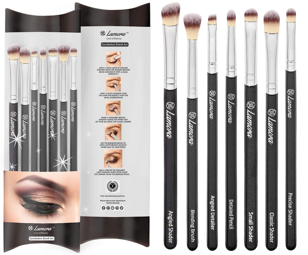 Makeup Eye Brush Set - Eyeshadow Eyeliner Blending Crease Kit - Best Choice 7 Essential Makeup Brushes - Pencil, Shader, Tapered, Definer - Last Longer, Apply Better Makeup &amp; Make You Look Flawless!