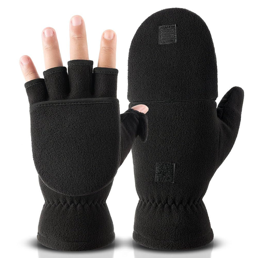 Winter Gloves for Men Women: Fingerless 3M Convertible Mittens with Flap Warm Thermal Polar Fleece,Touch Screen Work Running Driving Cycling Womens Mens Gloves Winter in Cold Weather(Medium)