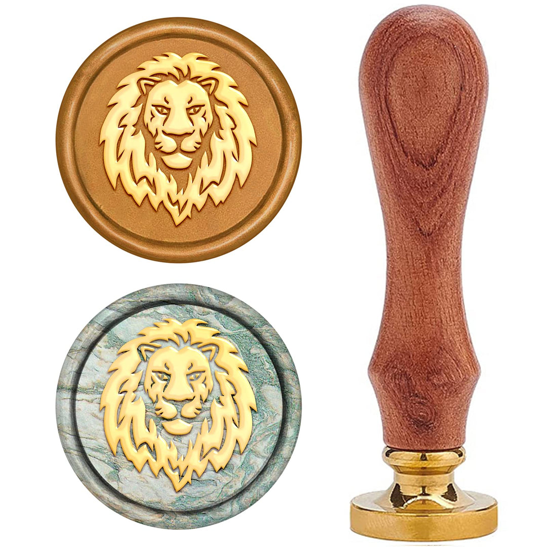 Lion Wax Seal Stamp Animal Vintage Sealing Wax Stamps Retro 25mm Removable Brass Stamp Head with Wood Handle for Wedding Invitations Envelopes Halloween Wrapping