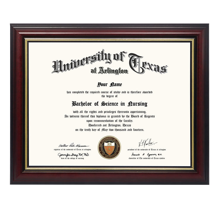 8.5x11 Certificate Diploma Frame,Solid Wood &amp; UV Protection Acrylic,Cherry Finish with Gold Trim