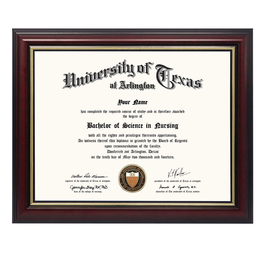 8.5x11 Certificate Diploma Frame,Solid Wood & UV Protection Acrylic,Cherry Finish with Gold Trim