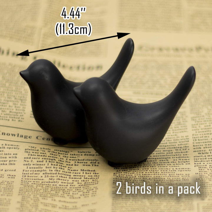Porcelain Ceramic Little Bird Figure Figurine Craft Statue Sculpture Modern Natural Contemporary Decoration Decor (2 Small Black Birds)