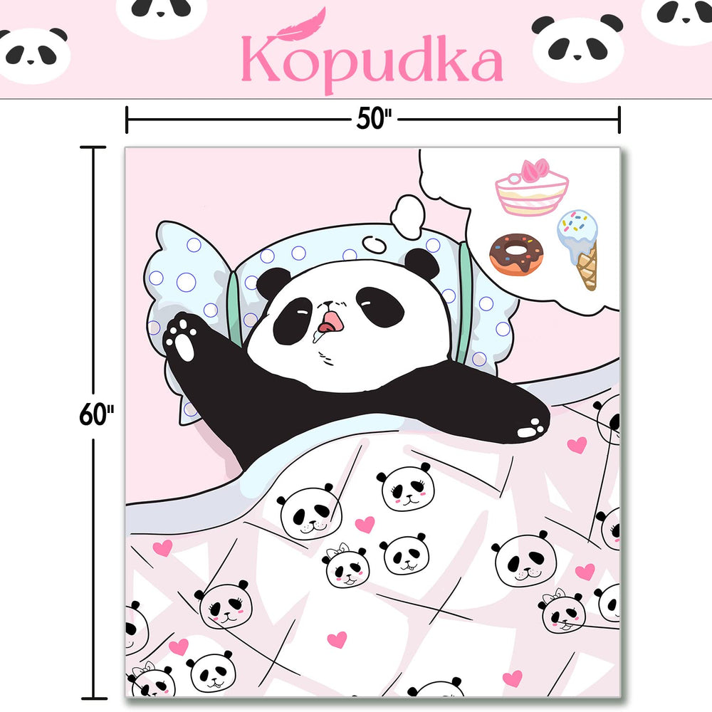 Panda Throw Blanket Cute Panda Personalized Blankets Panda Gifts for Girls/Kids Warm Cozy Fluffy Soft Flannel Fleece Blanket for Sofa Bed Couch Travel Blanket Birthday 50x60