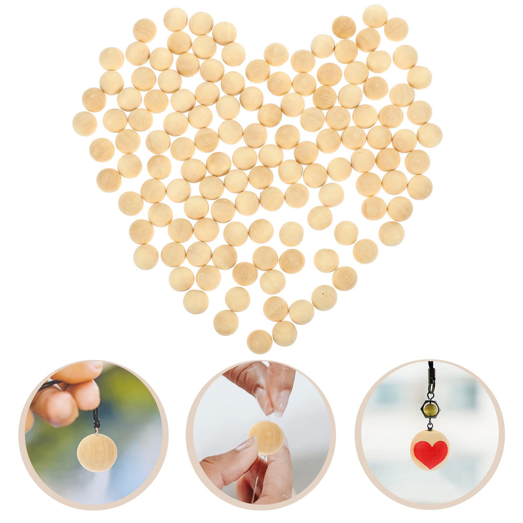 Exceart 300Pcs 10MM Unfinished Wooden Balls Craft Wood Beads DIY Beads Balls Without Hole for Jewelry Making Supplies