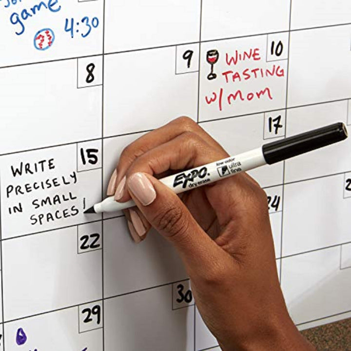 Expo Low-Odor Dry Erase Markers, Ultra-Fine Tip, Black, 4 Count