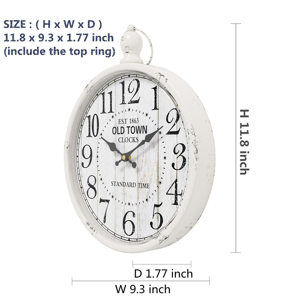 Menterry Retro Round Wall Clock. White Vintage Antique 