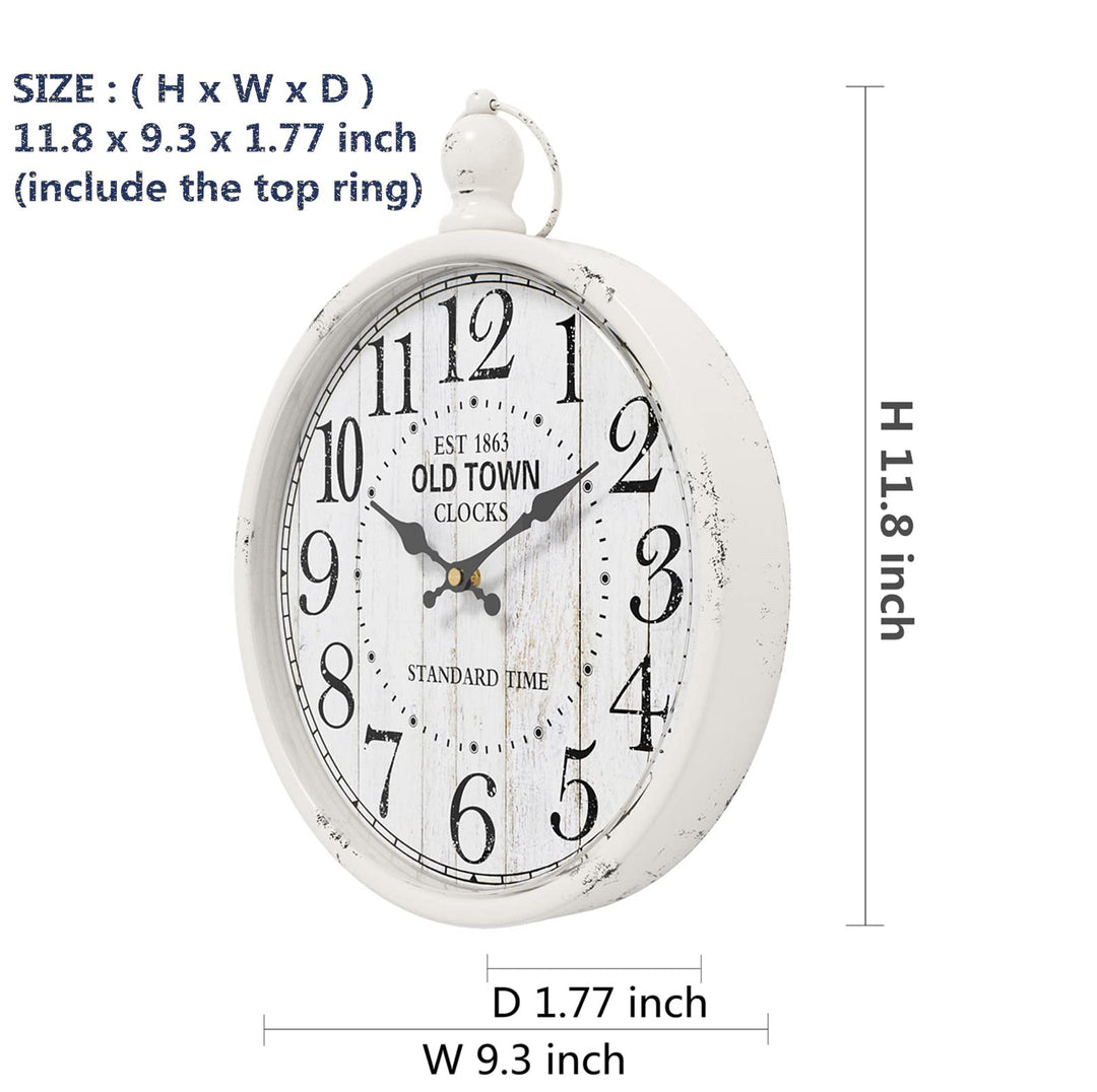 Menterry Retro Round Wall Clock. White Vintage Antique 