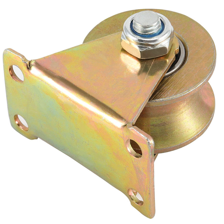 4 PCS 2 Inch 660 LB 45# Steel U Groove Wheel Pulley, Sliding Gate Rollers with Bracket, Heavy Duty Rigid Caster for Inverted Track, Rolling Gate, Industrial Machines, Wire Rope Rail