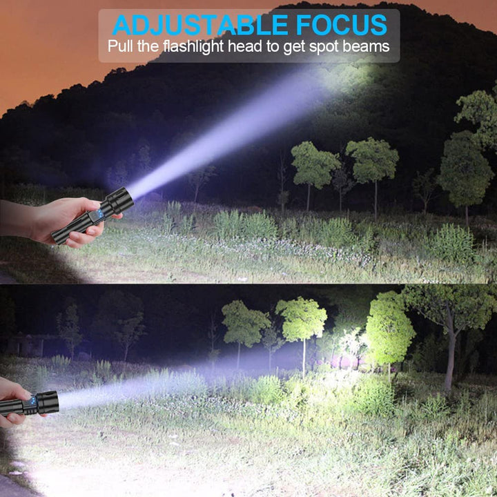NO Battery Rechargeable Flashlight, 10000 High Lumen Tactical Flashlight, IPX7 Waterproof, Zoomable, 5 Modes Handheld Flashlights for Camping Dog Walking Emergency 2 Pack