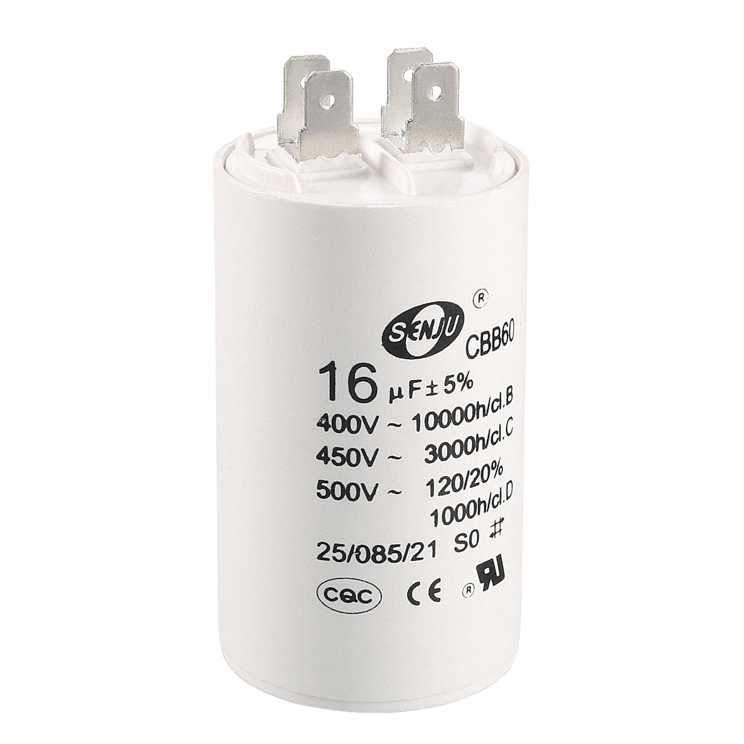 CBB60 Run Capacitor 16uF 450V AC Double Insert 50/60Hz Cylinder 72x40mm White for Air Compressor Water Pump Motor