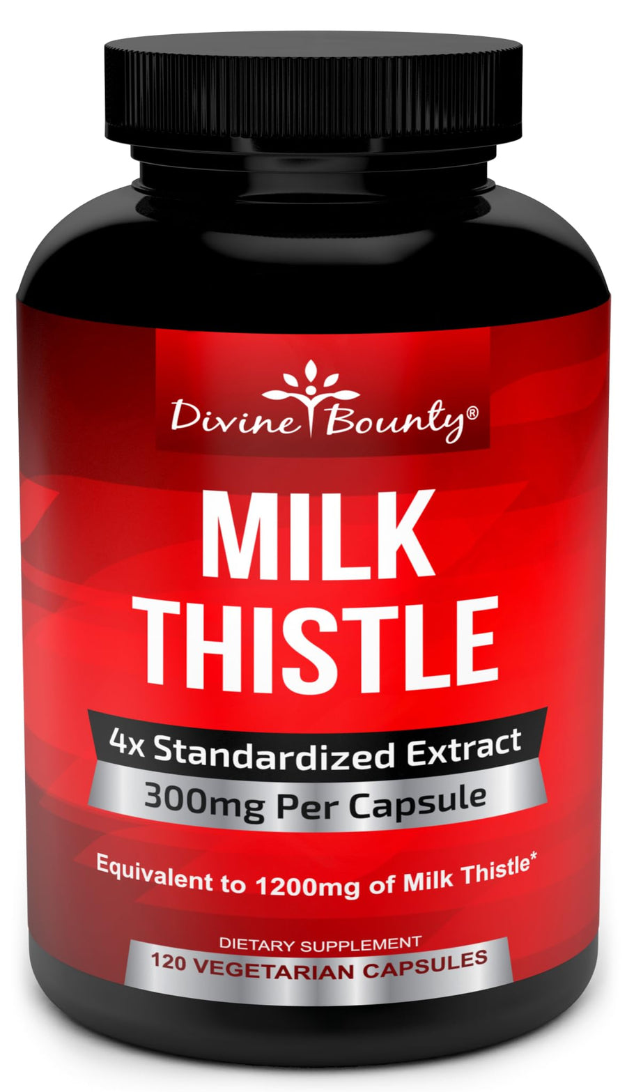 Pure Milk Thistle Capsules Supplement - A Potent 1200mg Milk Thistle Supplement with 4X Concentrated Extract (Standardized) 120 Vegetarian Capsules